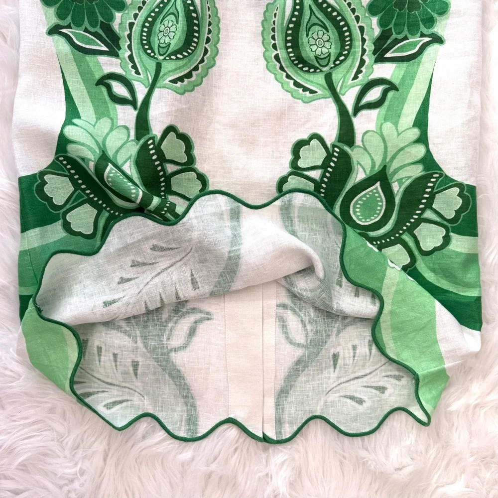 FARM Rio Color Festival Linen Midi Skirt, Green, NWT 🇧🇷 - Picture 13 of 16